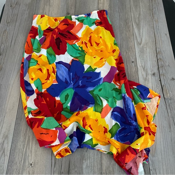 Jams World Women’s Floral Skirt Stretch Waist Bursting Color Medium - Picture 5 of 7